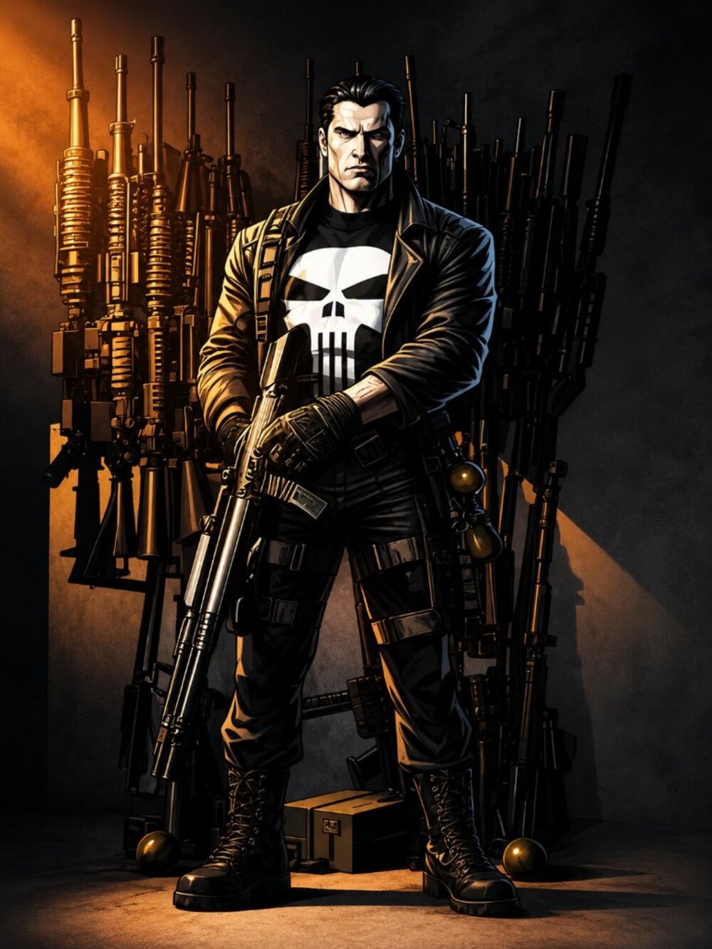 The Punisher Framed Art Print Marvel | Arsenal Scene | Artist Signed LOBO | Wall